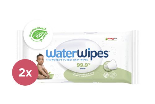 2x WATERWIPES Nedves törlőkendők, műanyagmentes Soapberry 60 db( 120 db )